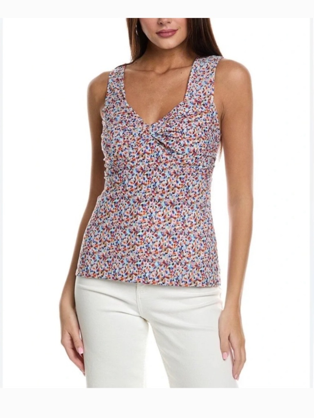 CABI #6314 Bustier Tank Top Multicolor Confetti Mesh Twist Front Size Small